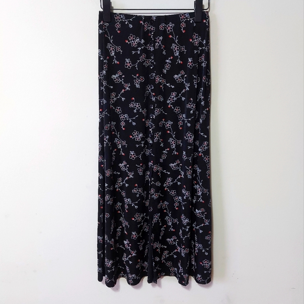 JM Collection Floral Fairy Button Down Skirt Small High Waist A-line Pencil Midi